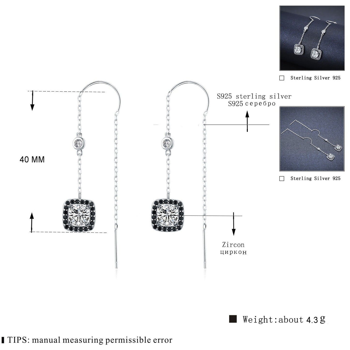 Light Luxury Long Copper Plated Zircon Earrings A&S Collection