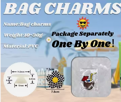 Tote beach letters numbers charms pvc large big size roses flowers rubber custom bogg bag charms A&S Collection
