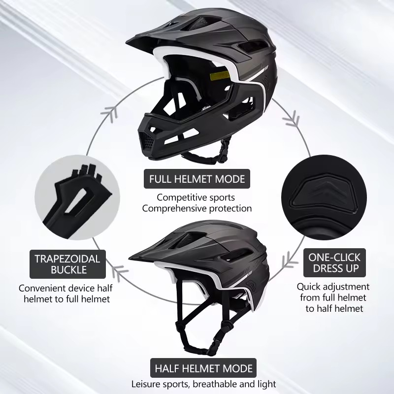 Downhill Cycle MTB Fullface Helmet Detachable Chin Pad Mountain Bike Full Face Helmet For Bike Bicycle Helmet Full Face A&S Collection