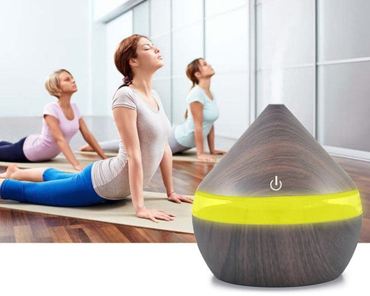 Wood grain essential oil diffuser with LED light, perfect for aromatherapy A&S Collection