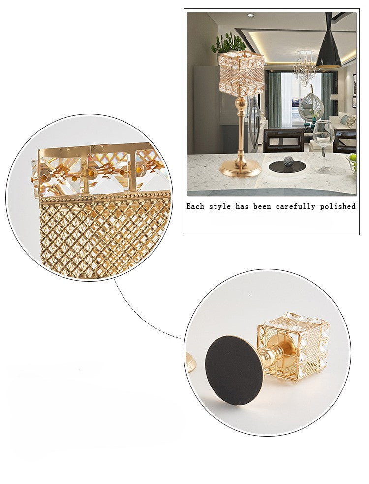 Light luxury style electroplating retro creative candlestick wedding props ornaments iron square candle cup decoration A&S Collection