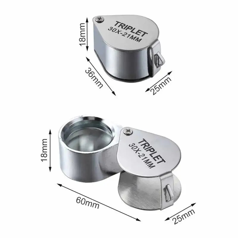 Pocket Loupe Magnifier Jewelry Magnifying Glass Foldable Diamond Lupa Triplet Jewelers Eye Glass Tool Reading Magnifier A&S Collection