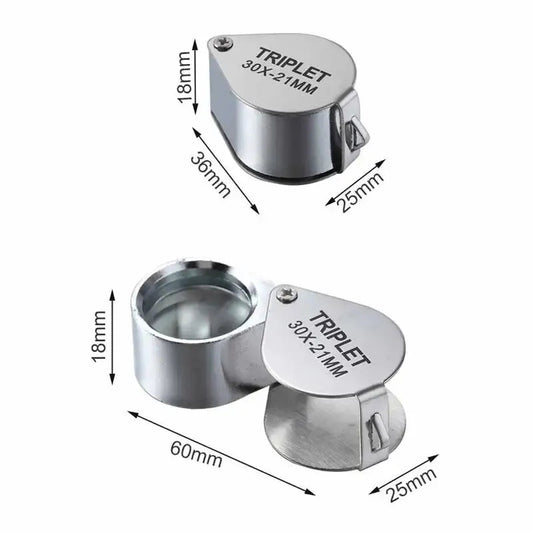 Pocket Loupe Magnifier Jewelry Magnifying Glass Foldable Diamond Lupa Triplet Jewelers Eye Glass Tool Reading Magnifier A&S Collection