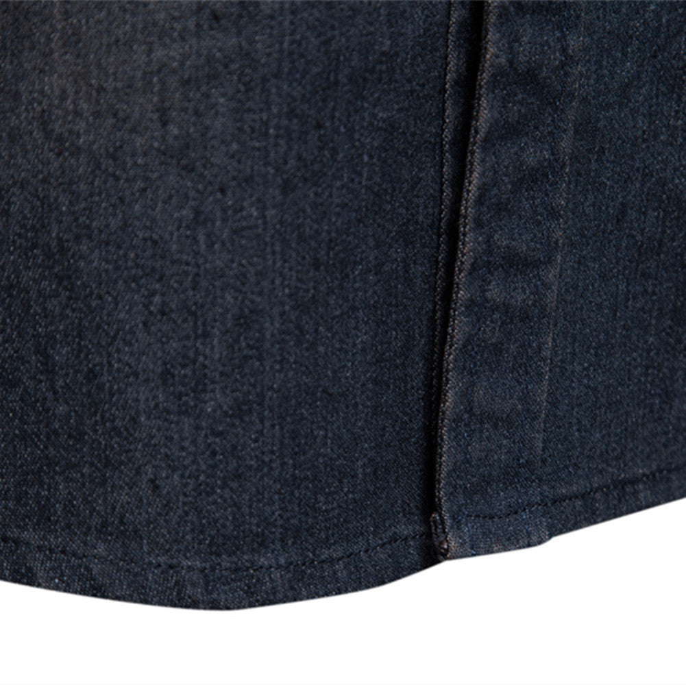 Men's Long-sleeved Denim Shirt Casual Solid Button Slim Tops Clothing A&S Collection
