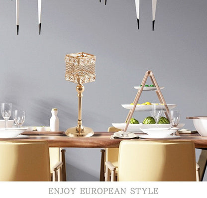 Light luxury style electroplating retro creative candlestick wedding props ornaments iron square candle cup decoration A&S Collection