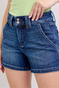Judy Blue Full Size Double Button Waistband Denim Shorts Plus Size.