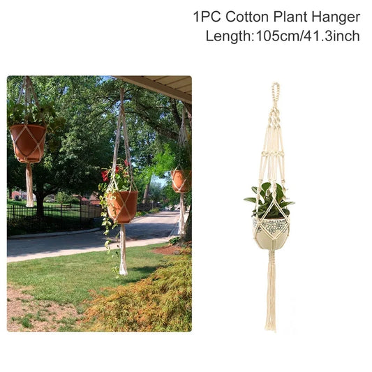 Hanging Plant Handmade Macrame Plant Hanger Flower Pot Planter Hanger Wall Decor Courtyard Garden Hanging Planter Hanging Basket A&S Collection