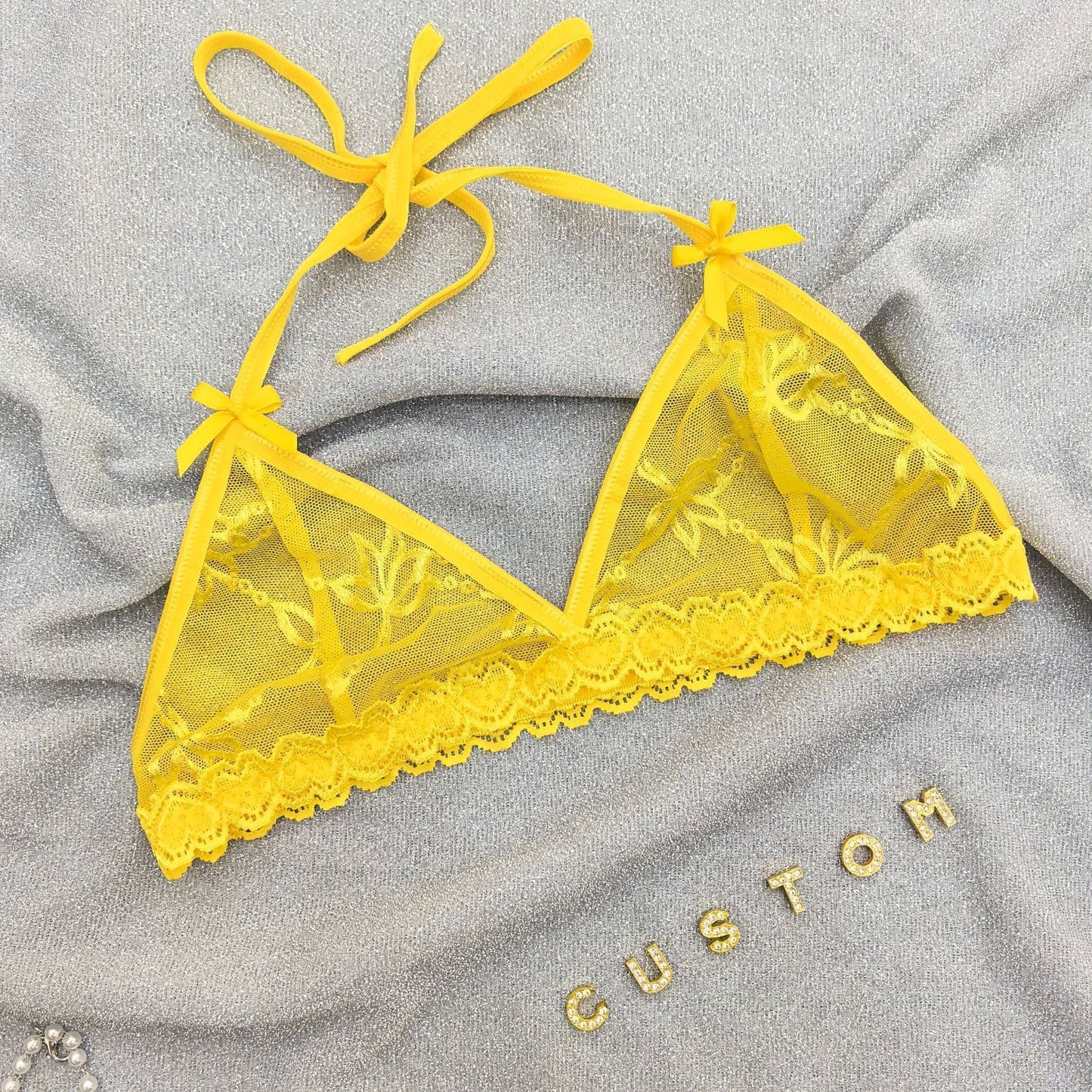 Custom Lingerie Set For Women Thong Panties Bra Set With Name Rhinestone Customized Thongs Personalized G-String Jewelry Gift CJ