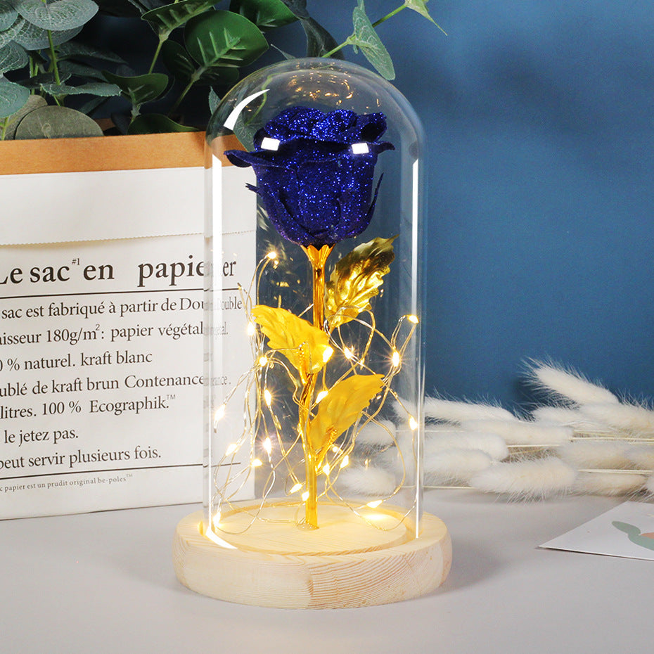 Valentines Day Gift  For Girlfriend Eternal Rose Flowers LED Light In Glass Cover Day Wedding Decoration Favors Mother Day Female Gift  Gift A&S Collection