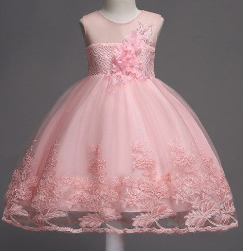 Elegant pink dress with floral embroidery, perfect for special occasions A&S Collection
