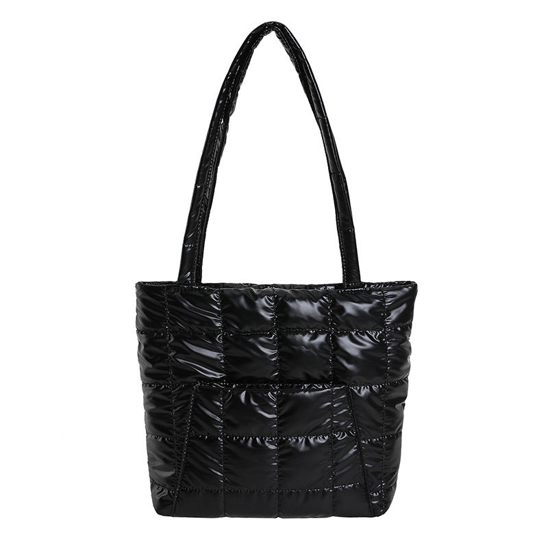 Plaid cloud tote: large, chic commuter bag. A&S Collection