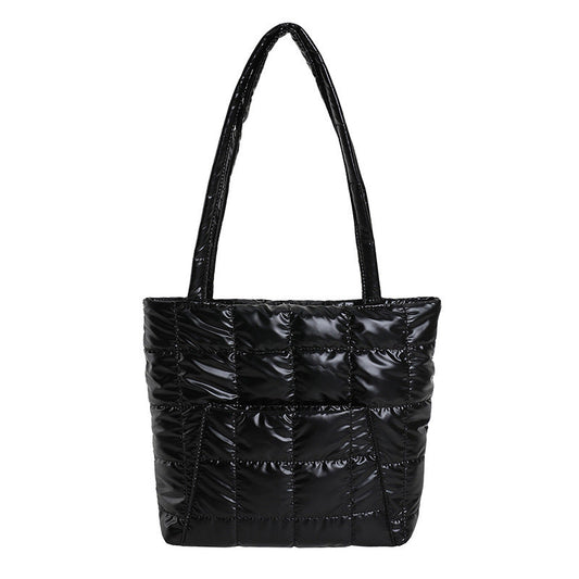 Plaid cloud tote: large, chic commuter bag. A&S Collection