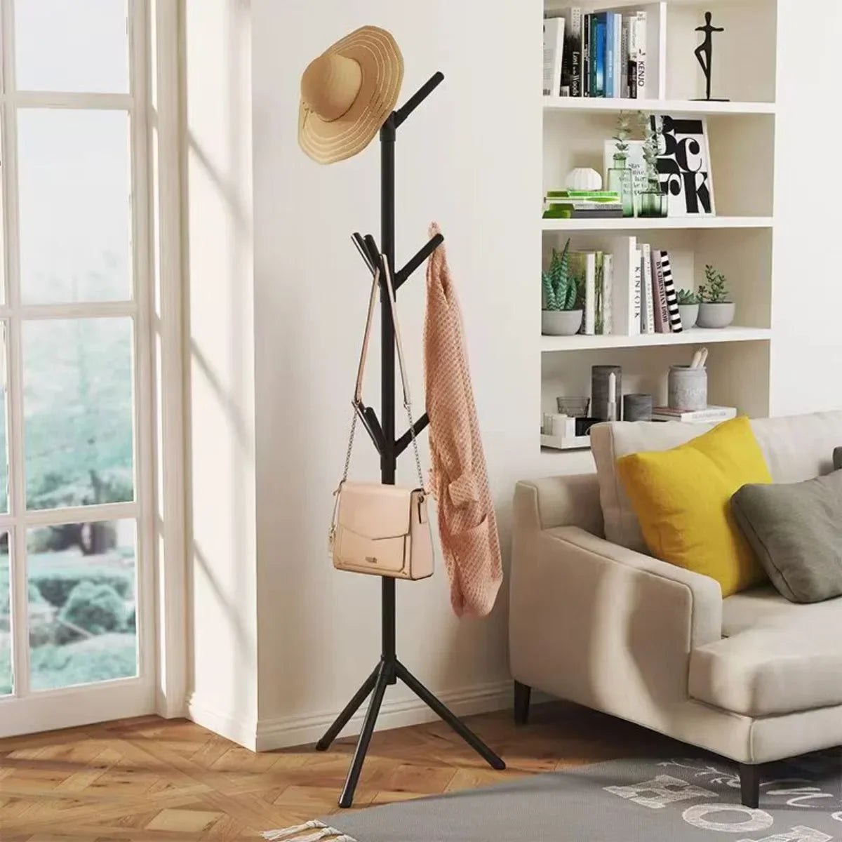 Clothes and Hats Rack Floor To Floor Bedroom Coat Hook Bedroom Vertical Tree Branch Shape Holder Hat Scarf Handbag Storage Hange A&S Collection