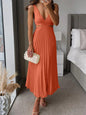 Ins Suspender Pleated Long Dress With Hollow-waisted Design Fashion V-neck Backless Dresses Summer Women's Clothing A&S Collection