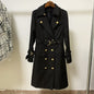 Autumn/winter quality top fashion metal lion buckle double breasted belt long trench coat A&S Collection