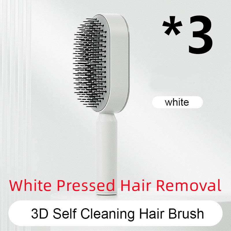Self Cleaning Hair Brush For Women One-key Cleaning Hair Loss Airbag Massage Scalp Comb Anti-Static Hairbrush CJ