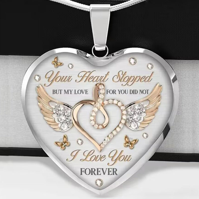 New drop glue peach heart necklace for your love never stops letter collar trend elegant women's style A&S Collection
