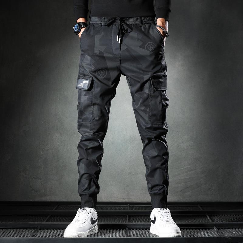 Spring/summer thin camouflage casual pants men's fashion brand new slim-fit elastic waist corset cargo long pants A&S Collection