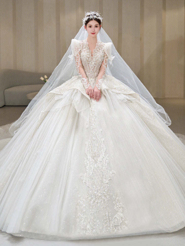 Bride Main Yarn Long Sleeve Heavy Industry Trailing French Retro Advanced A&S Collection