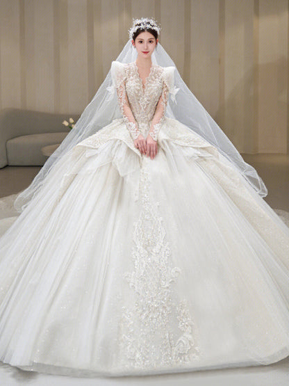 Bride Main Yarn Long Sleeve Heavy Industry Trailing French Retro Advanced A&S Collection