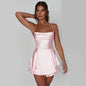 Elegant Satin Suspender Dress with Lace-Up Back - Perfect for Chic and Sexy Looks! CJ