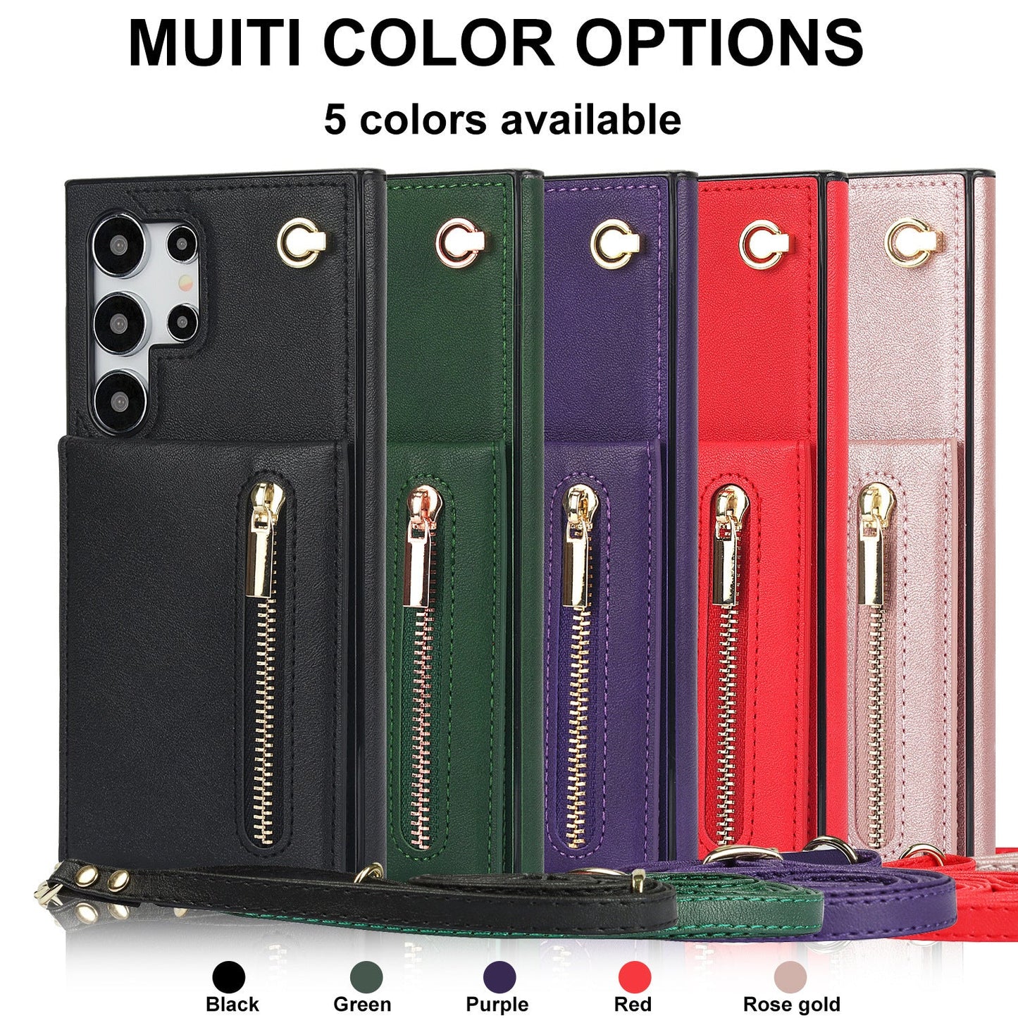 Card Crossbody Zipper Bracket Leather Phone Case A&S Collection