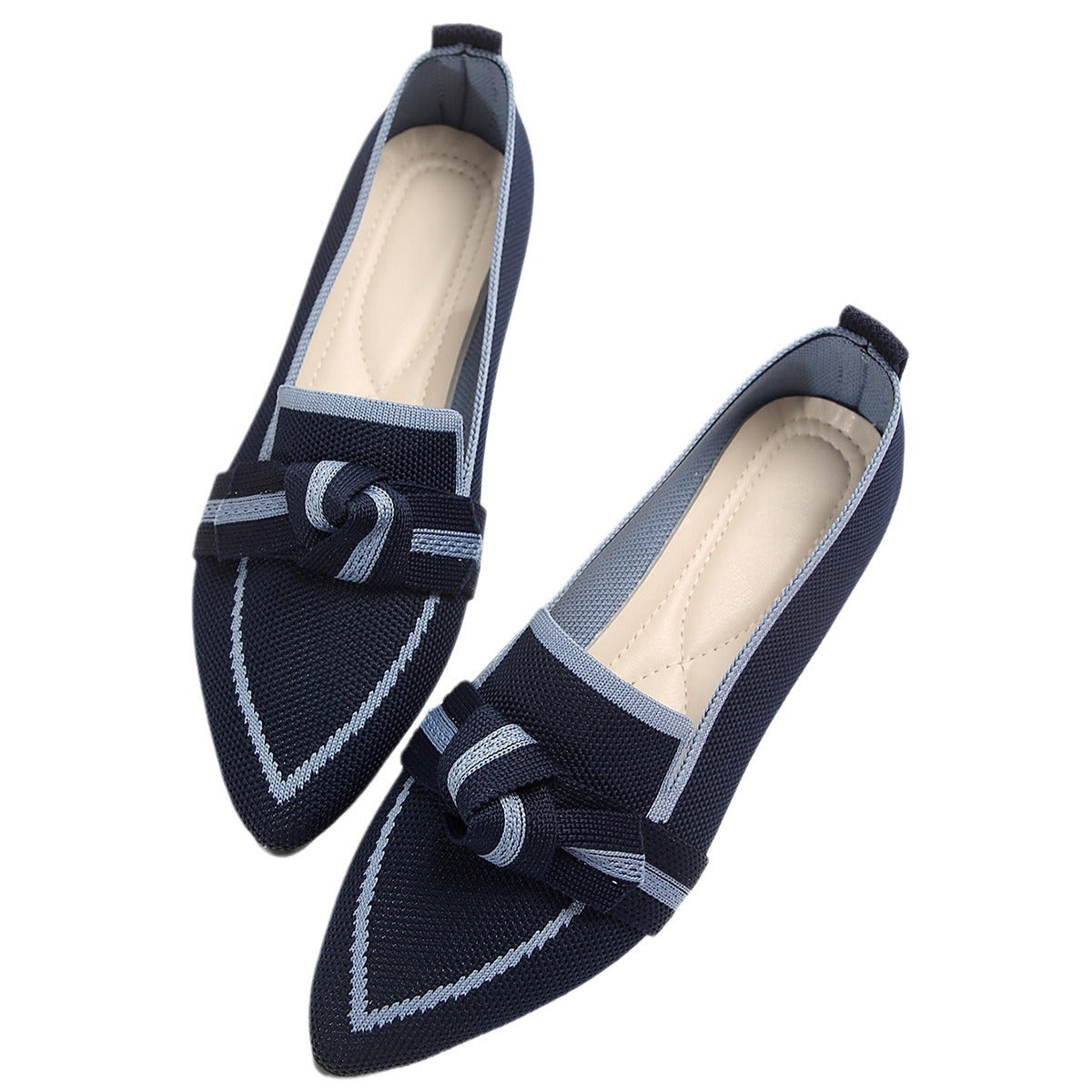 Fashion Pointed Toe Bow Flats: Breathable, Woven Slip-On Shoes for Women A&S Collection