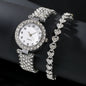 Luxury Silver Strap Watch Set: Fashion Jewelry 2pcs for Women – Elegant Quartz Wristwatch and Alloy Bracelet Gift Set A&S Collection