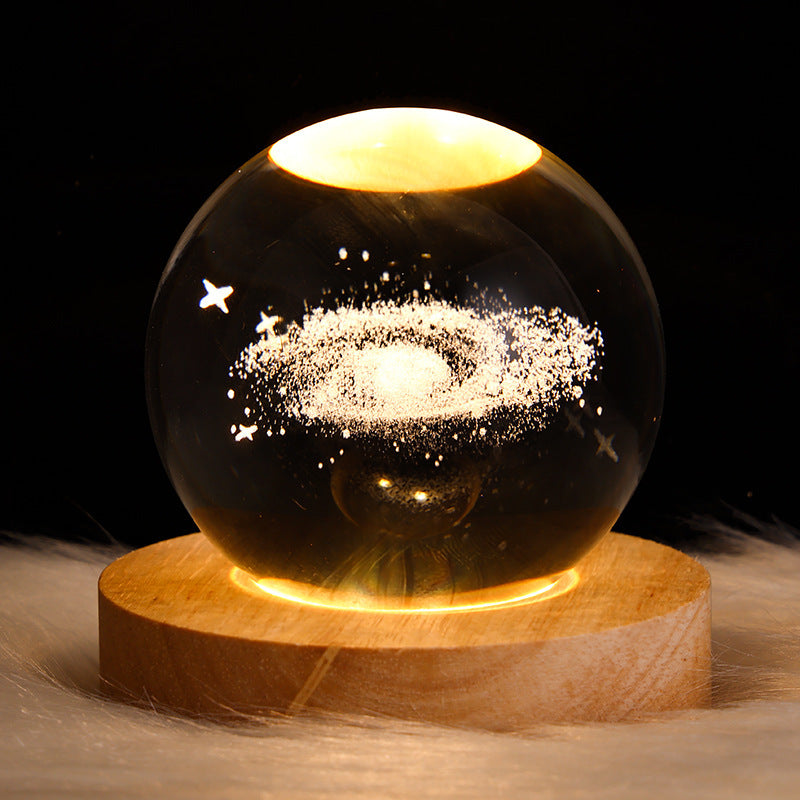 Luminous Starry Sky And Planets Moon Moon Crystal Ball Small Night Lamp Projection Ambience Light Creative Gift New Strange Gift A&S Collection