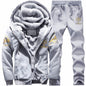 Cross border winter casual sports suit men's hooded and plush thick long sleeve pants two-piece large-size loose trend A&S Collection