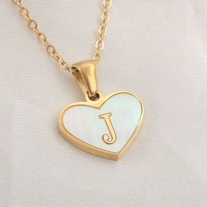 26 Letter Heart-shaped Necklace White Shell Love Clavicle Chain Fashion Personalized Necklace For Women Jewelry Valentine's Day A&S Collection