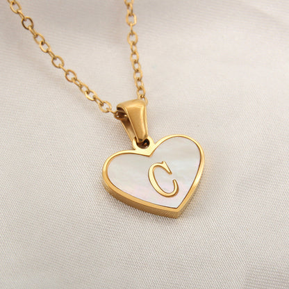 26 Letter Heart-shaped Necklace White Shell Love Clavicle Chain Fashion Personalized Necklace For Women Jewelry Valentine's Day A&S Collection