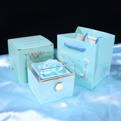 Rotating Soap Flower Rose Gift Box Creative Rotating Rose Jewelry Packaging Box Valentine's Day Gift For Women A&S Collection