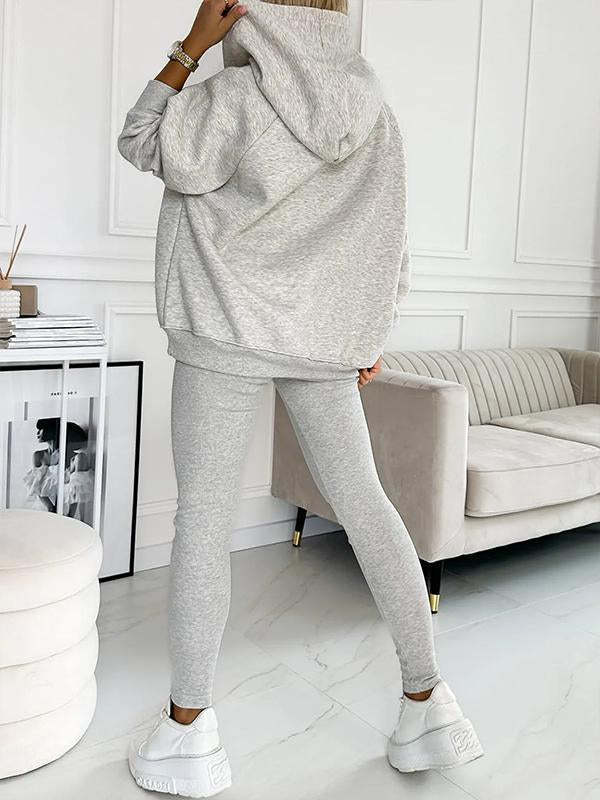 3pcs Women's Sports Suit Loose Hooded Pockets Sweatshirt And Vest And Slim Trousers A&S Collection