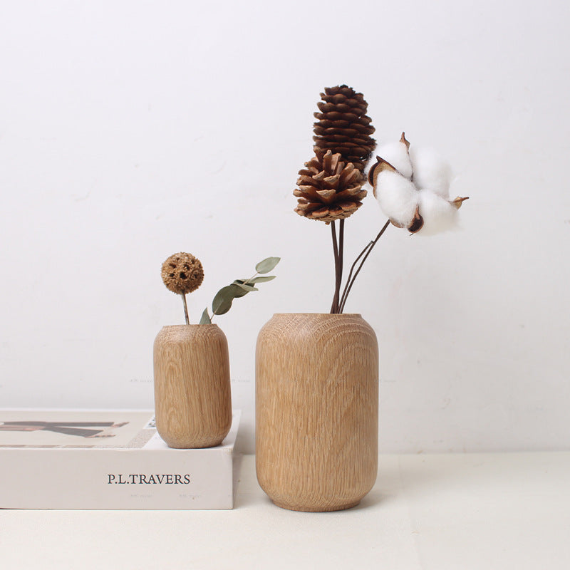 Japanese Style Groceries Solid Wood Dried Flowers And Flowerpot Wooden Craftwork Ins Vase A&S Collection