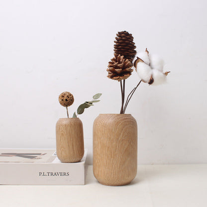 Japanese Style Groceries Solid Wood Dried Flowers And Flowerpot Wooden Craftwork Ins Vase A&S Collection