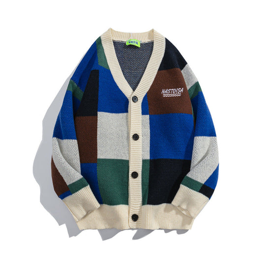 Colorful, stylish cardigan with unique 'NASTOUSA' logo, perfect for a trendy look. A&S Collection