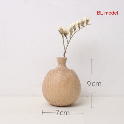 Japanese Style Groceries Solid Wood Dried Flowers And Flowerpot Wooden Craftwork Ins Vase A&S Collection