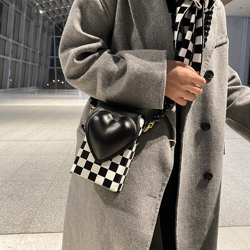 The New Checkerboard Mobile Phone Bag Shoulder Messenger Lady CJ
