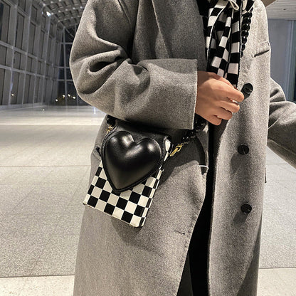 The New Checkerboard Mobile Phone Bag Shoulder Messenger Lady CJ