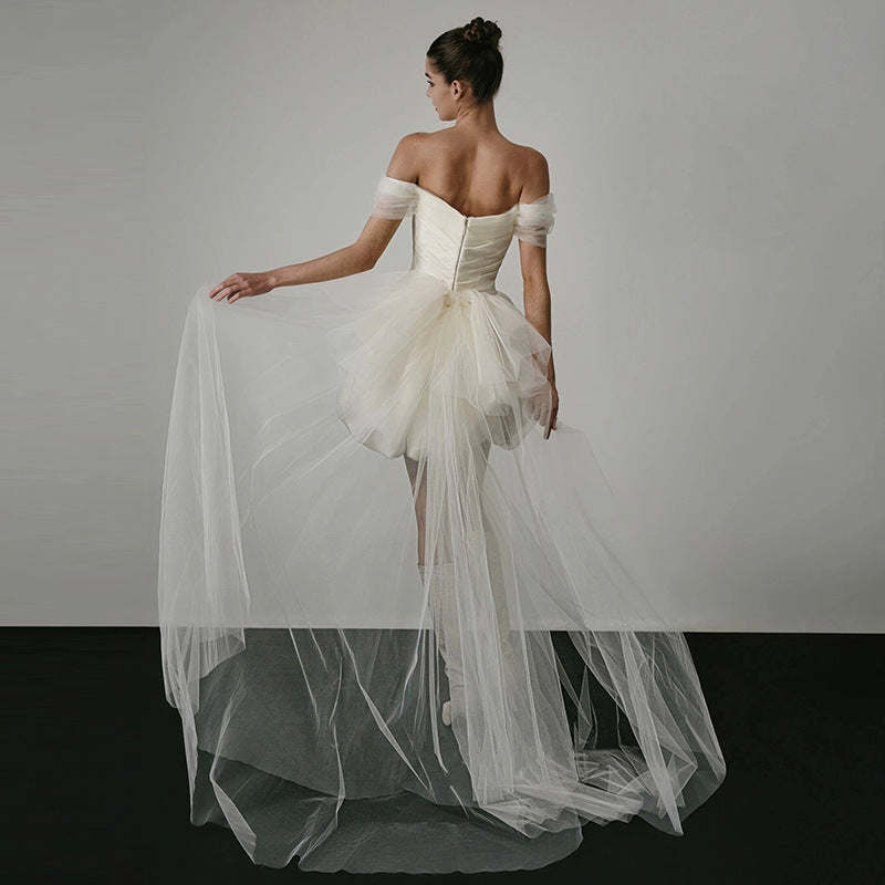 Off-shoulder Light Wedding Dress White Short A&S Collection