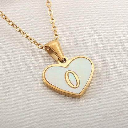 26 Letter Heart-shaped Necklace White Shell Love Clavicle Chain Fashion Personalized Necklace For Women Jewelry Valentine's Day A&S Collection