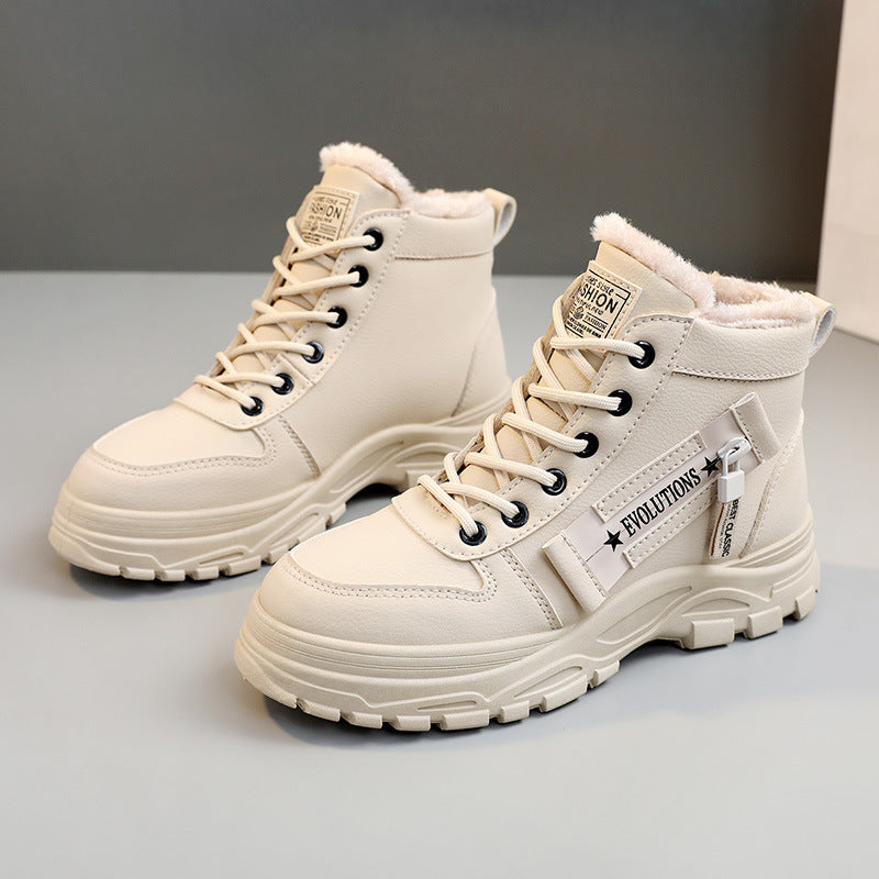 Fleece Lace-up Boots Winter Warm Short Plush High-top Shoes A&S Collection