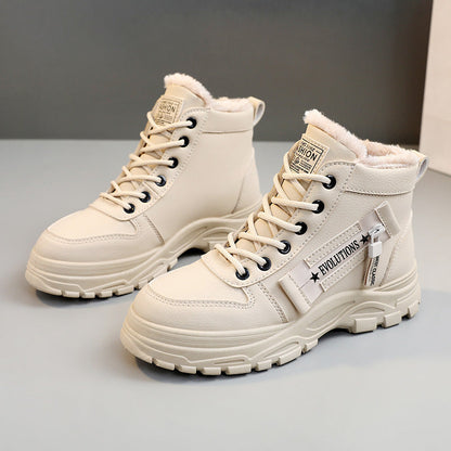 Fleece Lace-up Boots Winter Warm Short Plush High-top Shoes A&S Collection