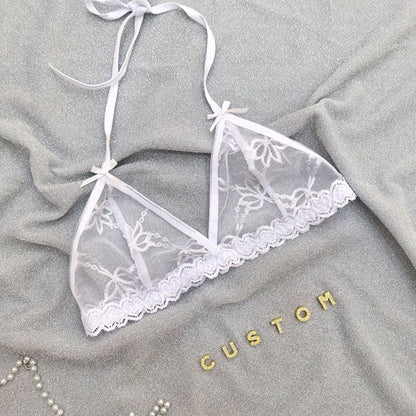 Custom Lingerie Set For Women Thong Panties Bra Set With Name Rhinestone Customized Thongs Personalized G-String Jewelry Gift CJ