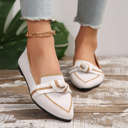Fashion Pointed Toe Bow Flats: Breathable, Woven Slip-On Shoes for Women A&S Collection