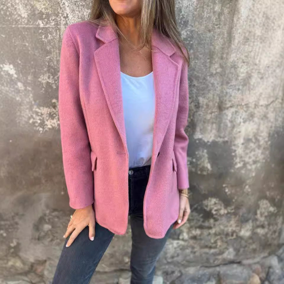 Ins Button Lapel Short Blazer Winter Fashion Commuter Jacket Outwear Women's Clothing A&S Collection