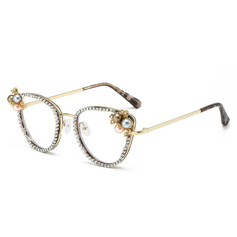 Newest Cat Eye Anti Blue Light Luxury Diamond Glasses Wholesale Manufactures Blue Light Glasses Lens A&S Collection