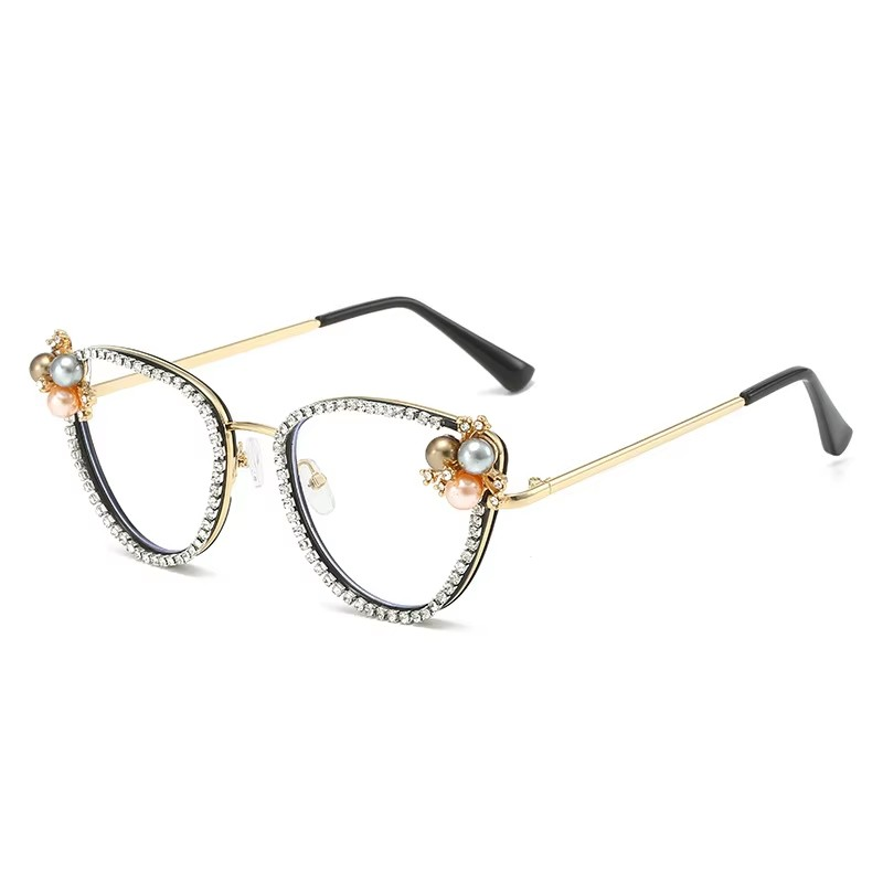 Newest Cat Eye Anti Blue Light Luxury Diamond Glasses Wholesale Manufactures Blue Light Glasses Lens A&S Collection