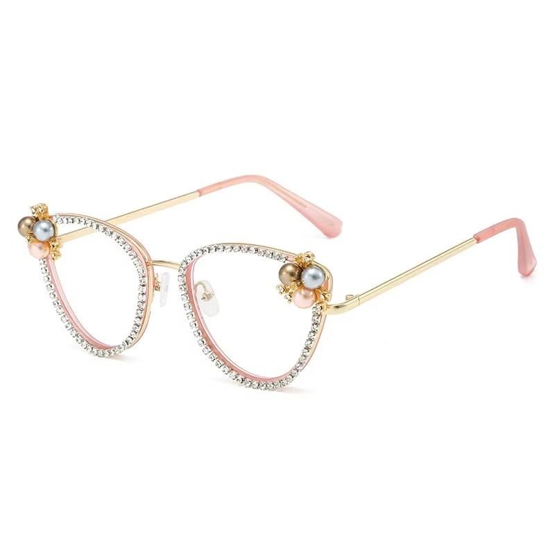 Newest Cat Eye Anti Blue Light Luxury Diamond Glasses Wholesale Manufactures Blue Light Glasses Lens A&S Collection